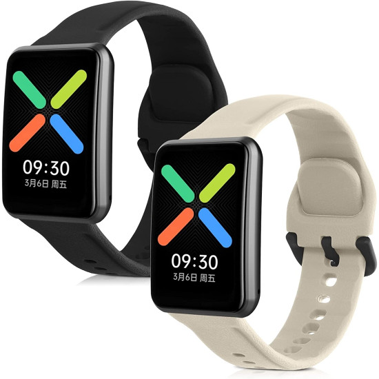 KW Λουράκι Σιλικόνης Oppo Watch Free - 2 Τεμάχια - Black / Beige (58875.01)