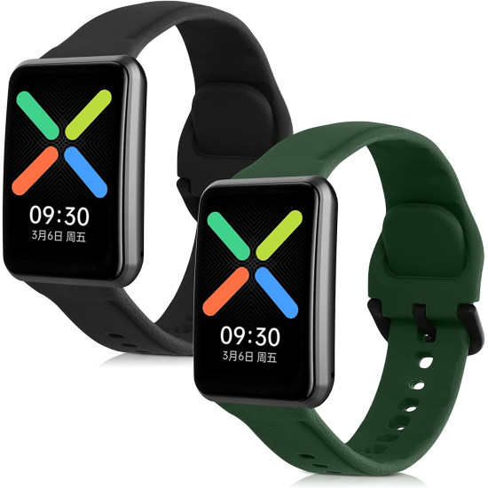KW Λουράκι Σιλικόνης Oppo Watch Free - 2 Τεμάχια - Black / Dark Green (58875.02)
