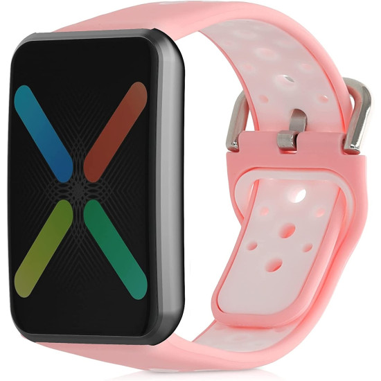 KW Λουράκι Σιλικόνης Oppo Watch Free - Grapefruit Pink / White (58878.02)
