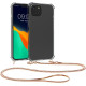 KWmobile Διάφανη Θήκη Σιλικόνης με Μεταλλικό Λουράκι Λαιμού Apple iPhone 14 Plus - Transparent / Rose Gold (59103.81)