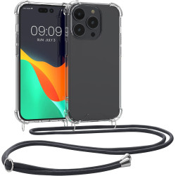 KWmobile Διάφανη Θήκη Σιλικόνης με Λουράκι Λαιμού - Apple iPhone 14 Pro - Transparent / Grey (59110.22)