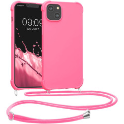 KWmobile Matte Θήκη Σιλικόνης με Λουράκι Λαιμού Apple iPhone 14 Plus - Neon Pink (59117.77)