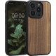 KWmobile Σκληρή Ξύλινη Θήκη με TPU Bumper - Apple iPhone 14 Pro - Dark Brown / Walnut (59122.18)