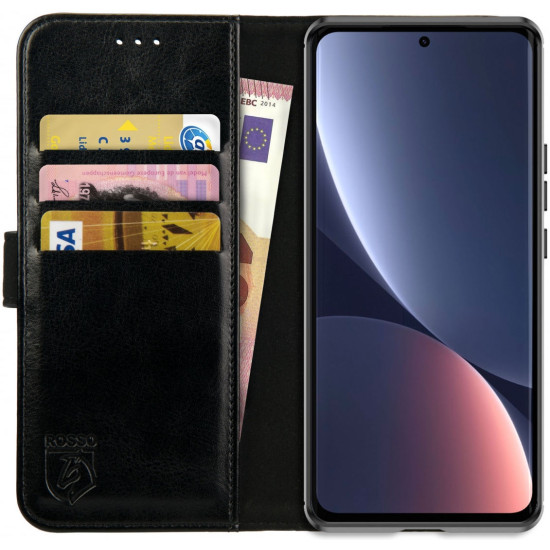 Rosso Element PU Θήκη Πορτοφόλι Xiaomi 12 Pro 5G - Black (8719246358388)