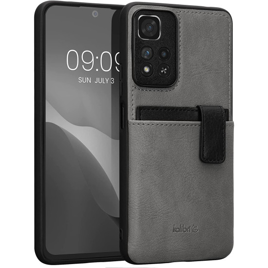 Kalibri 2 in 1 Σκληρή Θήκη - Πορτοφόλι με TPU Bumper και Αποσπώμενη Θήκη για Κάρτες - Xiaomi Redmi Note 11 Pro Plus 5G - Light Grey / Black (59169.25)