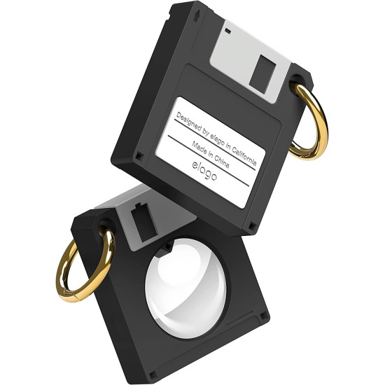 Elago Floppy Disk Case - Θήκη / Μπρελόκ Premium Σιλικόνης για Apple AirTag 2 / 1 - Black (EAT-DISK-BK)