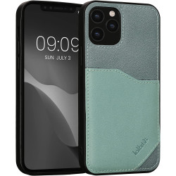 Kalibri PU Leather - Σκληρή Θήκη με TPU Bumper και Υποδοχή για Κάρτες - Apple iPhone 12 / 12 Pro - Gray Green / Mint (59265.172)