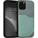 Kalibri PU Leather - Σκληρή Θήκη με TPU Bumper και Υποδοχή για Κάρτες - Apple iPhone 12 / 12 Pro - Gray Green / Mint (59265.172)