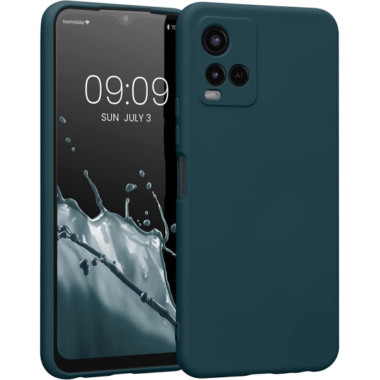 KWmobile Soft Slim Flexible Rubber Cover with Camera Protector - Θήκη Σιλικόνης Vivo Y21 με Πλαίσιο Κάμερας - Teal Matte (57577.57)