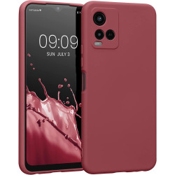 KWmobile Soft Slim Flexible Rubber Cover with Camera Protector - Θήκη Σιλικόνης Vivo Y21 με Πλαίσιο Κάμερας - Dark Rose (57577.167)