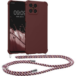 KWmobile Matte Θήκη Σιλικόνης με Λουράκι Λαιμού Honor X8 4G - Bordeaux Violet (59331.187)
