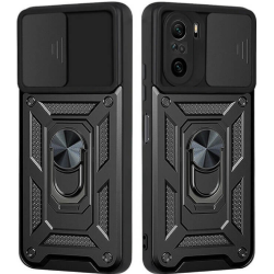 Bodycell Armor Slide - Ανθεκτική Θήκη Xiaomi Poco F3 με Κάλυμμα για την Κάμερα & Μεταλλικό Ring Holder - Black (5206015012044)