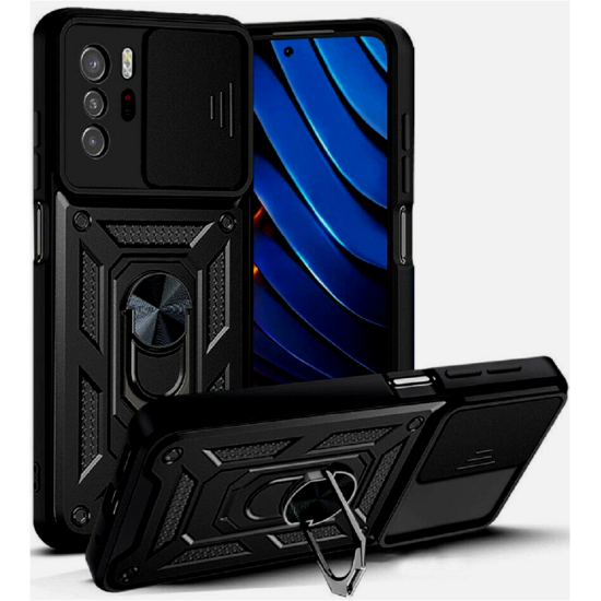 Bodycell Armor Slide - Ανθεκτική Θήκη Xiaomi Poco X3 GT με Κάλυμμα για την Κάμερα & Μεταλλικό Ring Holder - Black (5206015003943)