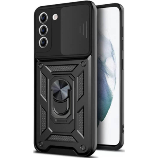 Bodycell Armor Slide - Ανθεκτική Θήκη Samsung Galaxy S21 FE 5G με Κάλυμμα για την Κάμερα & Μεταλλικό Ring Holder - Black (5206015005183)