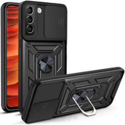 Bodycell Armor Slide - Ανθεκτική Θήκη Samsung Galaxy S21 Plus 5G με Κάλυμμα για την Κάμερα & Μεταλλικό Ring Holder - Black (5206015010644)