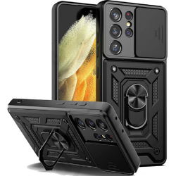 Bodycell Armor Slide - Ανθεκτική Θήκη Samsung Galaxy S21 Ultra 5G με Κάλυμμα για την Κάμερα & Μεταλλικό Ring Holder - Black (5206015011931)