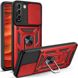 Bodycell Armor Slide - Ανθεκτική Θήκη Samsung Galaxy S22 Plus 5G με Κάλυμμα για την Κάμερα & Μεταλλικό Ring Holder - Red (5206015013638)