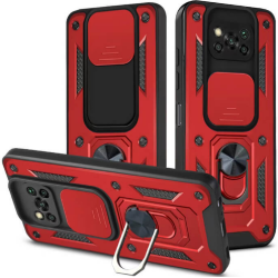 Bodycell Armor Slide - Ανθεκτική Θήκη Xiaomi Poco X3 / X3 Pro / X3 NFC με Κάλυμμα για την Κάμερα & Μεταλλικό Ring Holder - Red (5206015012112)