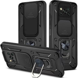 Bodycell Armor Slide - Ανθεκτική Θήκη Xiaomi Poco X3 / X3 Pro / X3 NFC με Κάλυμμα για την Κάμερα & Μεταλλικό Ring Holder - Black (5206015012105)