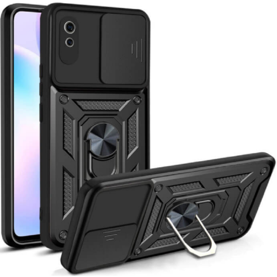 Bodycell Armor Slide - Ανθεκτική Θήκη Xiaomi Redmi 9Α / 9AT / 9i με Κάλυμμα για την Κάμερα & Μεταλλικό Ring Holder - Black (5206015012570)