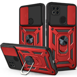 Bodycell Armor Slide - Ανθεκτική Θήκη Xiaomi Redmi 9C με Κάλυμμα για την Κάμερα & Μεταλλικό Ring Holder - Red (5206015012655)