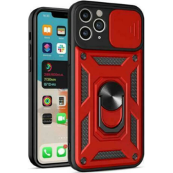 Bodycell Armor Slide - Ανθεκτική Θήκη Apple iPhone 11 Pro με Κάλυμμα για την Κάμερα & Μεταλλικό Ring Holder - Red (5206015003110)