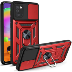 Bodycell Armor Slide - Ανθεκτική Θήκη Samsung Galaxy A31 με Κάλυμμα για την Κάμερα & Μεταλλικό Ring Holder - Red (5206015004575)