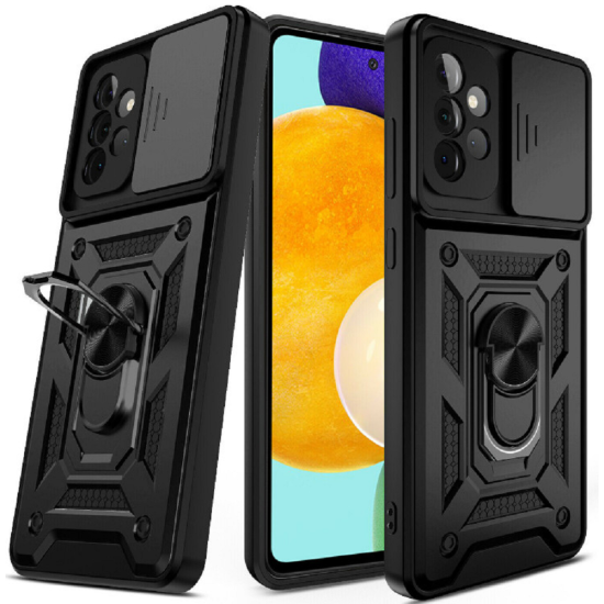 Bodycell Armor Slide - Ανθεκτική Θήκη Samsung Galaxy A52 / A52s 5G με Κάλυμμα για την Κάμερα & Μεταλλικό Ring Holder - Black (5206015004728)