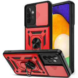 Bodycell Armor Slide - Ανθεκτική Θήκη Samsung Galaxy A52 / A52s 5G με Κάλυμμα για την Κάμερα & Μεταλλικό Ring Holder - Red (5206015004735)