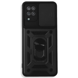 Bodycell Armor Slide - Ανθεκτική Θήκη Samsung Galaxy A12 με Κάλυμμα για την Κάμερα & Μεταλλικό Ring Holder - Black (5206015003677)