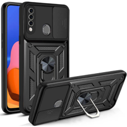 Bodycell Armor Slide - Ανθεκτική Θήκη Samsung Galaxy A20s με Κάλυμμα για την Κάμερα & Μεταλλικό Ring Holder - Black (5206015003707)