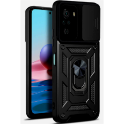 Bodycell Armor Slide - Ανθεκτική Θήκη Xiaomi Redmi Note 10 / Note 10S με Κάλυμμα για την Κάμερα & Μεταλλικό Ring Holder - Black (5206015017308)