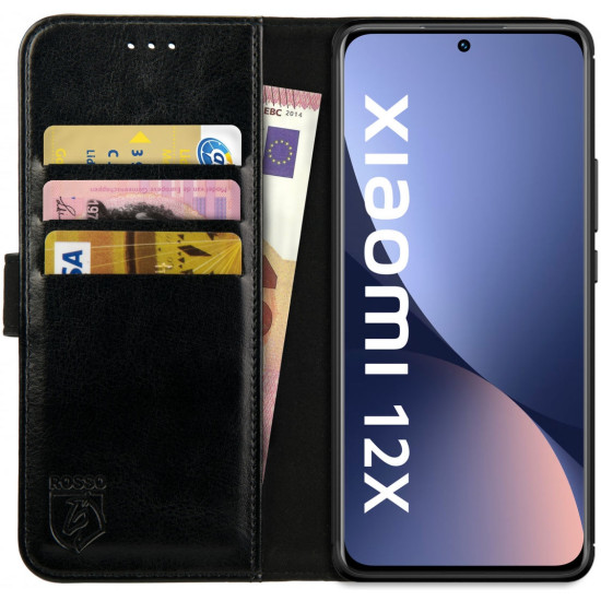 Rosso Element PU Θήκη Πορτοφόλι Xiaomi 12 / 12X - Black (8719246358371)