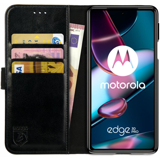 Rosso Element PU Θήκη Πορτοφόλι Motorola Edge 30 Pro - Black (8719246358357)