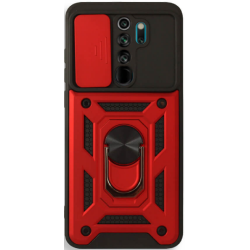 Bodycell Armor Slide - Ανθεκτική Θήκη Xiaomi Redmi Note 8 Pro με Κάλυμμα για την Κάμερα & Μεταλλικό Ring Holder - Red (5206015004070)