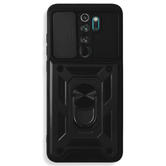 Bodycell Armor Slide - Ανθεκτική Θήκη Xiaomi Redmi Note 8 Pro με Κάλυμμα για την Κάμερα & Μεταλλικό Ring Holder - Black (5206015004063)