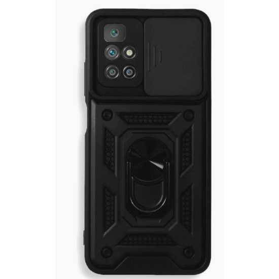 Bodycell Armor Slide - Ανθεκτική Θήκη Xiaomi Redmi 10 / Redmi 10 2022 με Κάλυμμα για την Κάμερα & Μεταλλικό Ring Holder - Black (5206015012150)