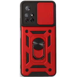 Bodycell Armor Slide - Ανθεκτική Θήκη Xiaomi Poco M4 Pro 5G / Redmi Note 11S 5G / Redmi Note 11T 5G με Κάλυμμα για την Κάμερα & Μεταλλικό Ring Holder - Red (5206015003981)