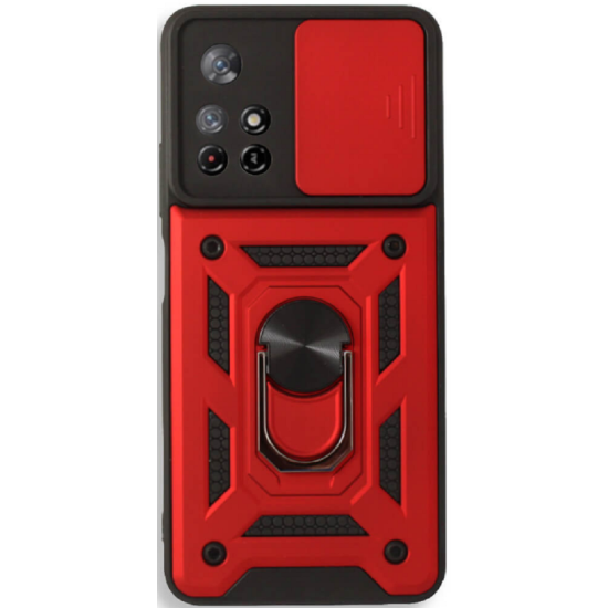 Bodycell Armor Slide - Ανθεκτική Θήκη Xiaomi Poco M4 Pro 5G / Redmi Note 11S 5G / Redmi Note 11T 5G με Κάλυμμα για την Κάμερα & Μεταλλικό Ring Holder - Red (5206015003981)