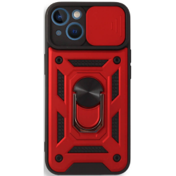 Bodycell Armor Slide - Ανθεκτική Θήκη Apple iPhone 13 mini με Κάλυμμα για την Κάμερα & Μεταλλικό Ring Holder - Red (5206015003301)