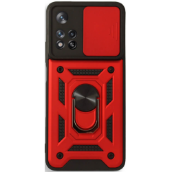 Bodycell Armor Slide - Ανθεκτική Θήκη Xiaomi Redmi Note 11 Pro Plus 5G με Κάλυμμα για την Κάμερα & Μεταλλικό Ring Holder - Red (5206015004018)