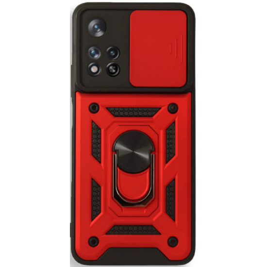 Bodycell Armor Slide - Ανθεκτική Θήκη Xiaomi Redmi Note 11 Pro Plus 5G με Κάλυμμα για την Κάμερα & Μεταλλικό Ring Holder - Red (5206015004018)