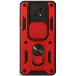Bodycell Armor Slide - Ανθεκτική Θήκη Xiaomi Redmi Note 9T 5G με Κάλυμμα για την Κάμερα & Μεταλλικό Ring Holder - Red (5206015011764)
