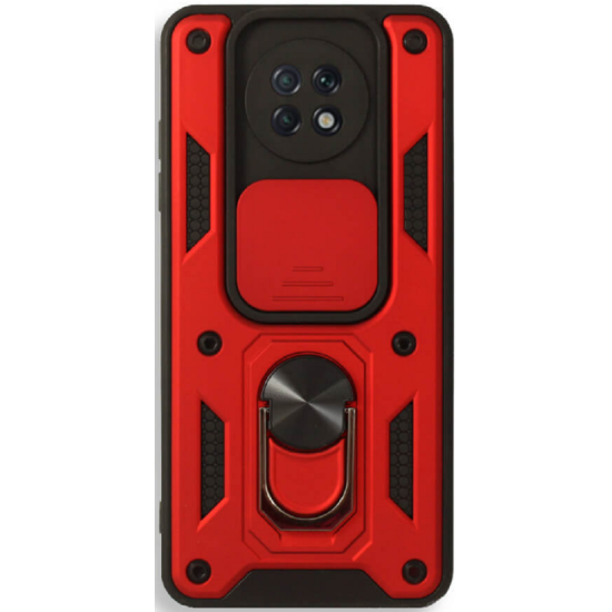 Bodycell Armor Slide - Ανθεκτική Θήκη Xiaomi Redmi Note 9T 5G με Κάλυμμα για την Κάμερα & Μεταλλικό Ring Holder - Red (5206015011764)