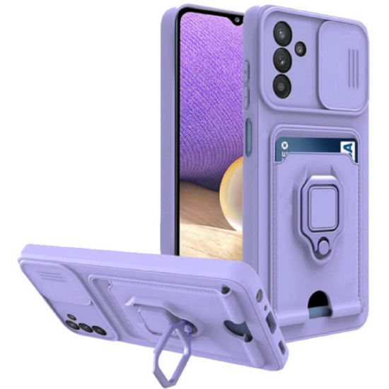 Bodycell Multifunction - Ανθεκτική Θήκη Samsung Galaxy A13 5G με Λουράκι Λαιμού / Κάλυμμα Κάμερας / Ring Holder / Υποδοχή Κάρτας - Purple (5206015004056)
