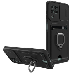 Bodycell Multifunction - Ανθεκτική Θήκη Samsung Galaxy A22 4G / M32 4G με Λουράκι Λαιμού / Κάλυμμα Κάμερας / Ring Holder / Υποδοχή Κάρτας - Black (5206015012068)