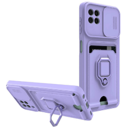 Bodycell Multifunction - Ανθεκτική Θήκη Samsung Galaxy A22 5G με Λουράκι Λαιμού / Κάλυμμα Κάμερας / Ring Holder / Υποδοχή Κάρτας - Purple (5206015012563)