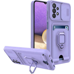 Bodycell Multifunction - Ανθεκτική Θήκη Samsung Galaxy A13 4G με Λουράκι Λαιμού / Κάλυμμα Κάμερας / Ring Holder / Υποδοχή Κάρτας - Purple (5206015003967)