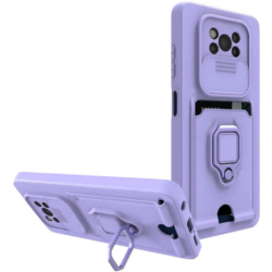 Bodycell Multifunction - Ανθεκτική Θήκη Xiaomi Poco X3 Pro / X3 NFC με Λουράκι Λαιμού / Κάλυμμα Κάμερας / Ring Holder / Υποδοχή Κάρτας - Purple (5206015012440)