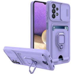 Bodycell Multifunction - Ανθεκτική Θήκη Samsung Galaxy A32 5G με Λουράκι Λαιμού / Κάλυμμα Κάμερας / Ring Holder / Υποδοχή Κάρτας - Purple (5206015003073)
